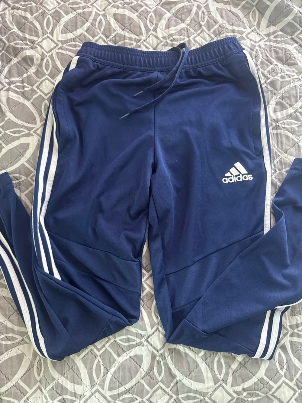 adidas Tiro Soccer Navy Jogger Sweatpants with White Stripes